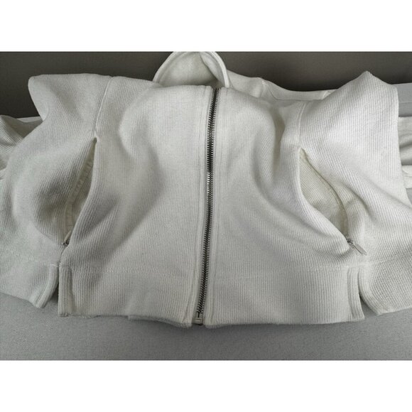 Nu Sport White Zip Up Y2K Style Fitted Jacket Cardigan M Minimalist Layer - Picture 6 of 11